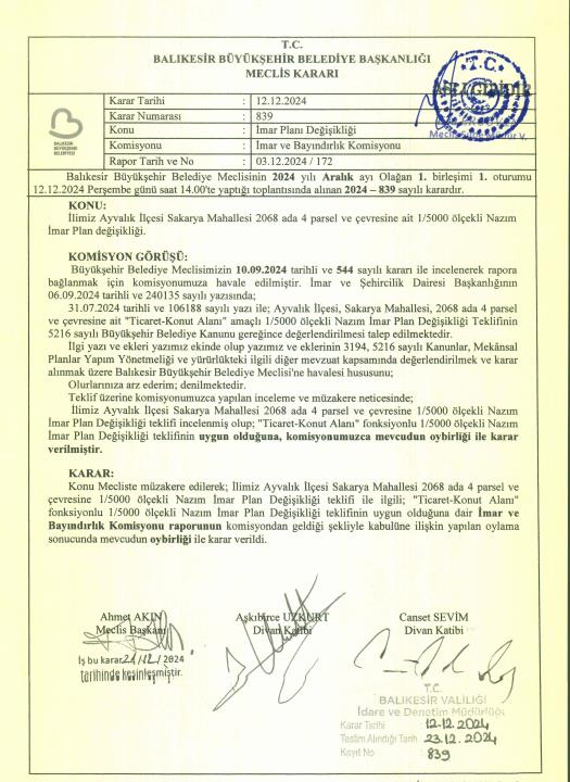 ayvalik-ilcesi-sakarya-mahallesi-2068-ada-4-parsele-ait-15000-olcekli-nazim-imar-plani-degisikligi-teklifi